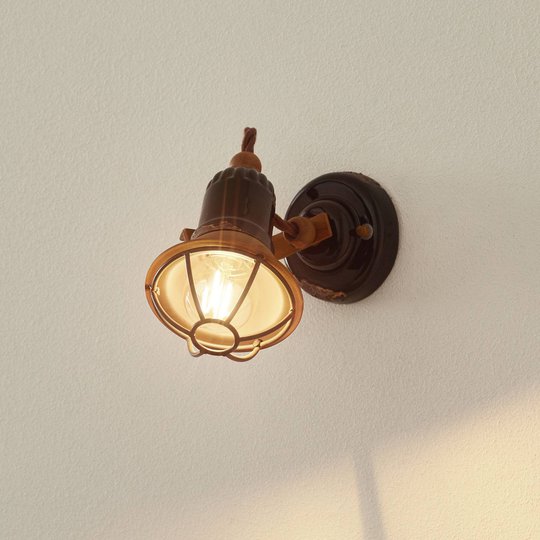 Vägglampa C1675/1 med korg, 1 lampa, svart