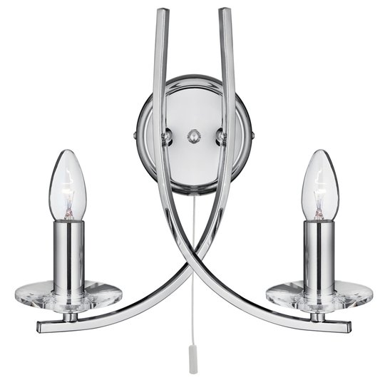 Kromfärgad vägglampa Ascona 2 ljusk.