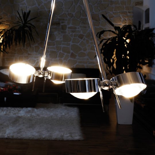 Taklampa PUK CEILING; 4 ljuskällor, förkromad 80cm