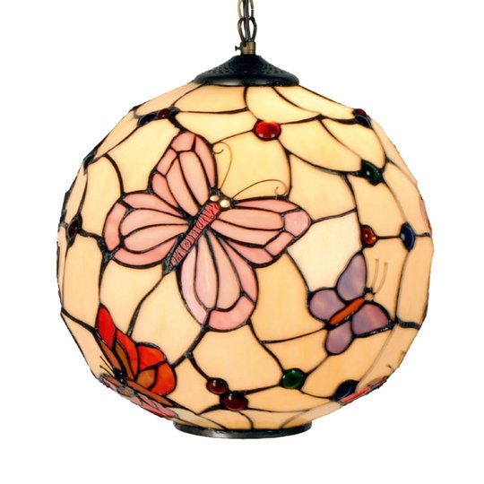 Taklampa Rosy Butterfly i Tiffanystil