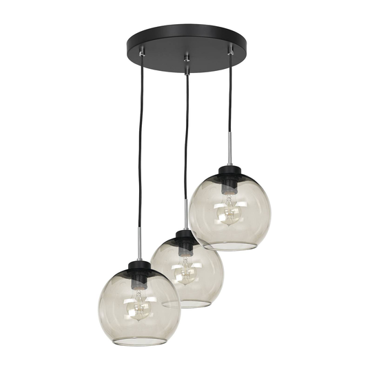 Pendellampa Gota med 3 rökglasskärmar, rondell.