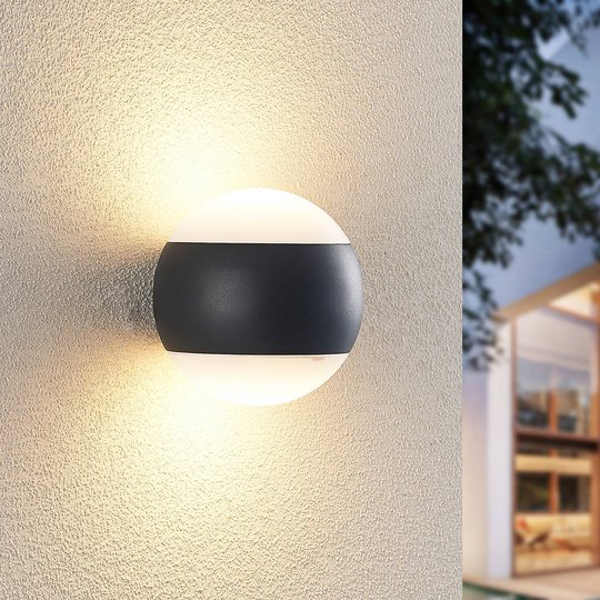 Lindby Mathea LED-utomhusvägglampa, rund