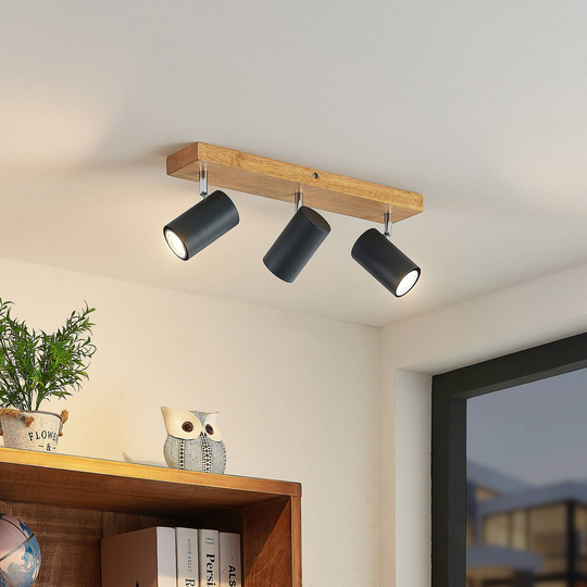 Lindby Maniva takspotlight, 3 lampor, svart