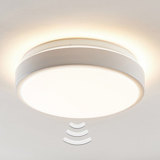 Lindby Camille LED-sensor-taklampa Ø33 cm vit