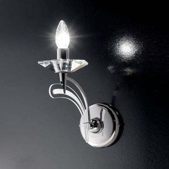 Vägglampa ICARO, 1-lågig., med kristallglas, krom