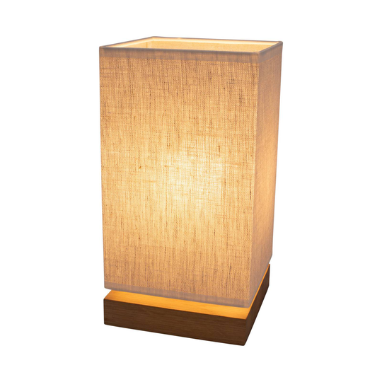 Bordslampa Canvas, ekträ, kantig, creme