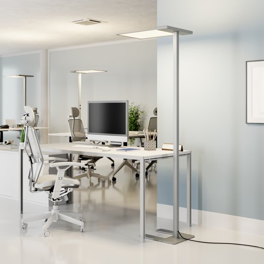 LED-kontorsgolvlampa Esmael, 36 W + 20 W dimmer
