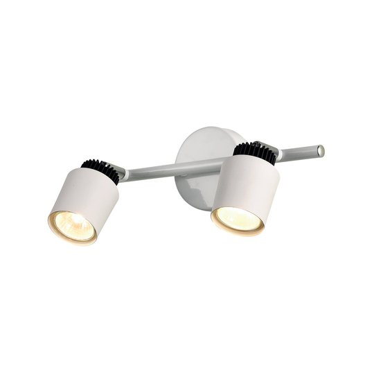 Spotlight till vägg Tec i vitt, 2 lampor