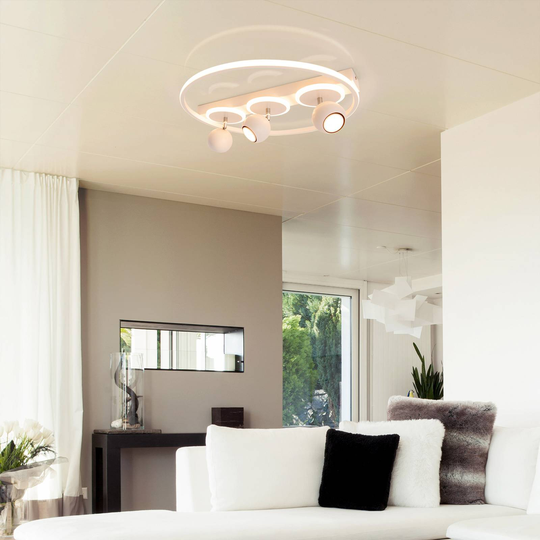 LED-taklampa Ronda, vit, 3 lampor