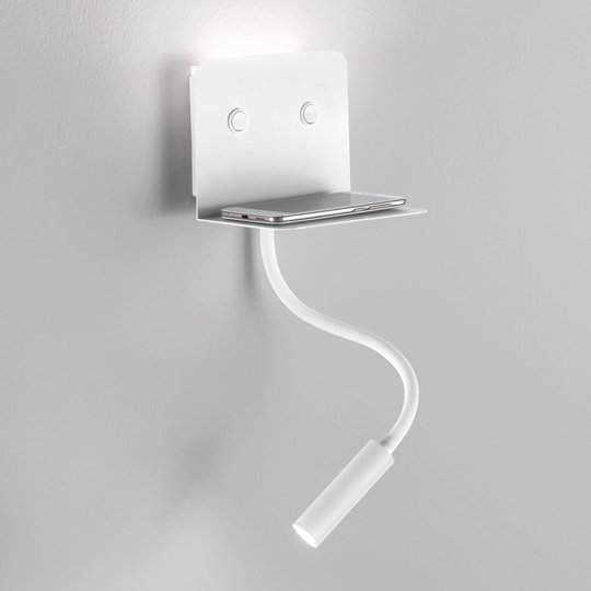 LED-vägglampa Level med avställningsyta, läslampa