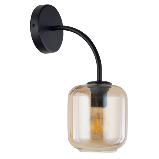 Vägglampa Kanja, 1 lampa, svart/amber