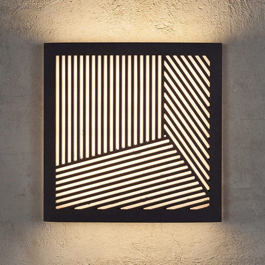 LED-utomhusvägglampa Maze straight i svart