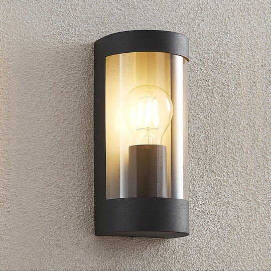 Lindby Junias utomhusvägglampa, halvbrund, E27