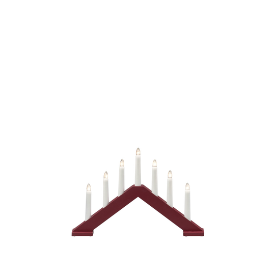 Elljusstake 7 ljus trä röd (Mörkröd)