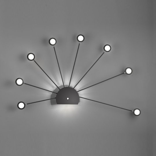 LED-vägglampa Peacock, 9 lampor, svart