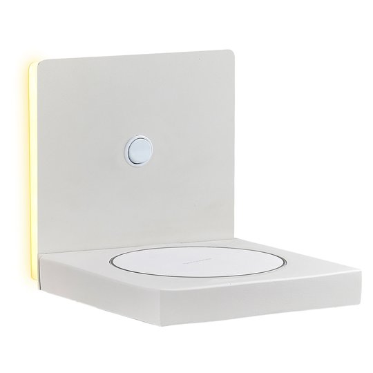 LED-vägglampa Zanzibar med laddningsstation, vit