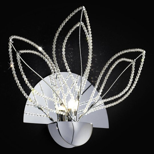 Vägglampa Girasoler med kristaller, krom