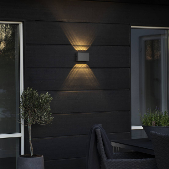 LED-utomhusvägglampa Chieri, 8 lampor, antracit