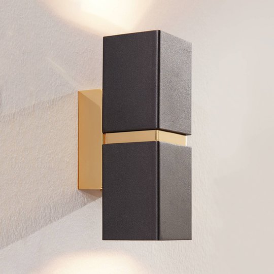 LED-vägglampa Passa i svart-guld, två ljuskällor