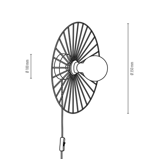 Envolight Yahel vägglampa, ek/svart, Ø 35 cm