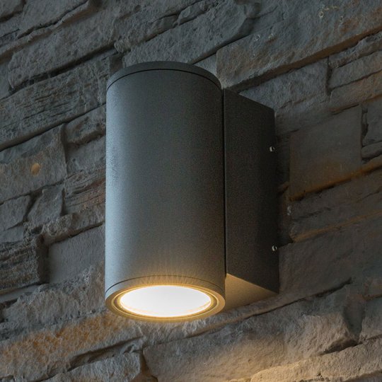 LED-utomhusvägglampa Doble, rund, Downlight
