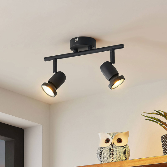 ELC Simano LED-vägglampa svart 2 lampor