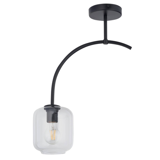 Taklampa Kanja, 1 lampa, svart/klar