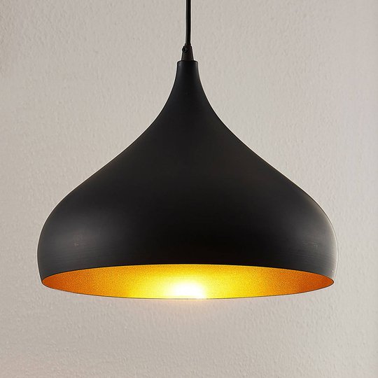 Aluminium-pendellampa Ritana, svart-guld
