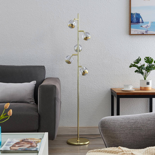 Lucande Kilio LED-golvlampa, dimbar, i guld
