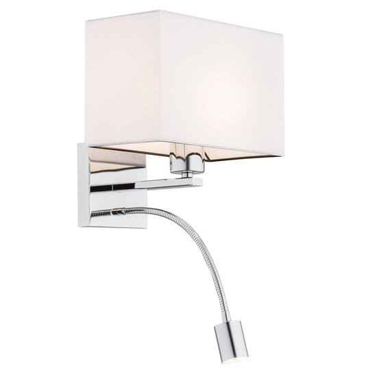 Textilvägglampa Harris läslampa krom/vit