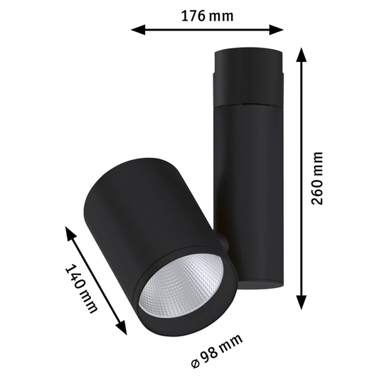 Paulmann Zeuz URail spot 4 000 K 15° svart matt