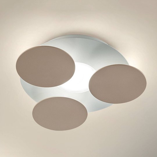 Rund LED-taklampa Nuvola i gråbrunt