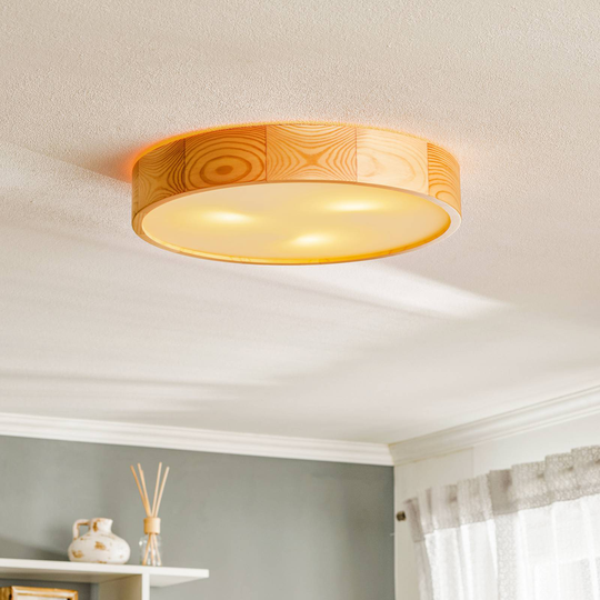 Taklampa Cleo av trä med diffusor, Ø 47,5 cm