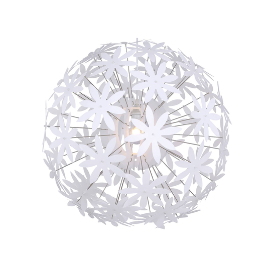 Hänglampa Stella av plastblommor, vit