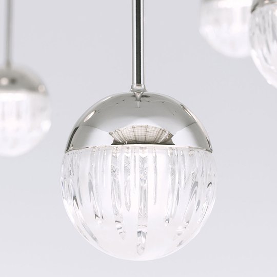 LED-hänglampa Ball 10 lampor nickel