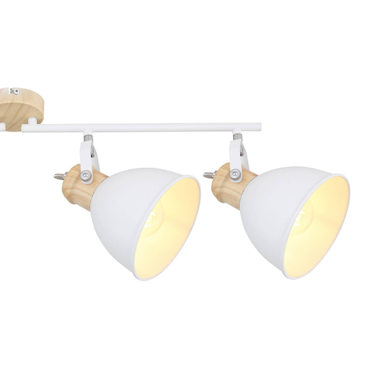 Taklampa Wiho av metall, vit/träoptisk, 4 lampor
