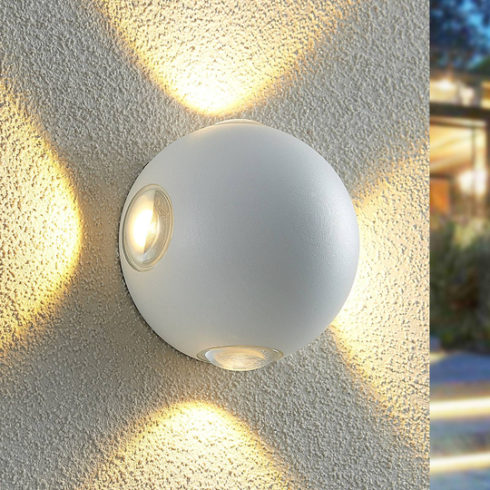 Lindby Esmani LED-vägglampa rund 4 lampor, vit