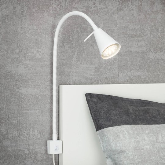 LED-vägglampa 2080 för montering vid sängen, vit