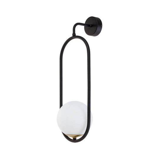 Vägglampa Samba, opalglas/svart 1 lampa