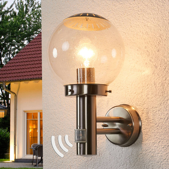 Utomhusvägglampa Bowle m. rörelsedetektor