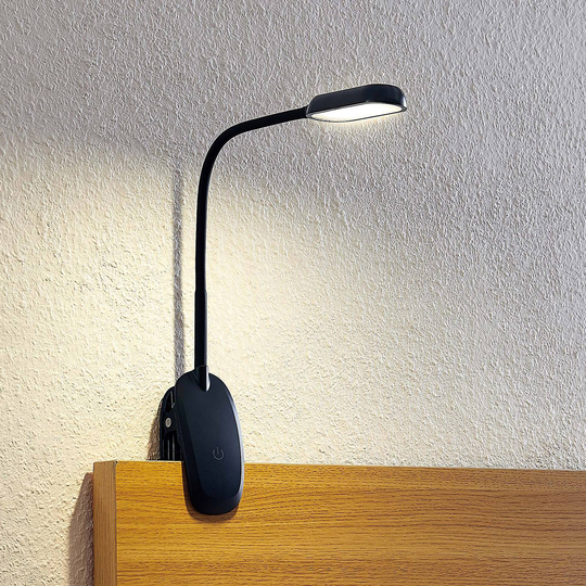 Prios Najari LED-klämlampa, svart