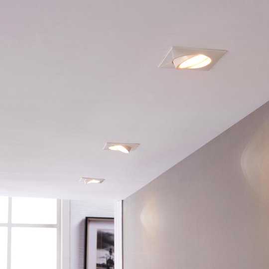 LED-inbyggnadslampa Andrej, kantig, vit, 3-pack