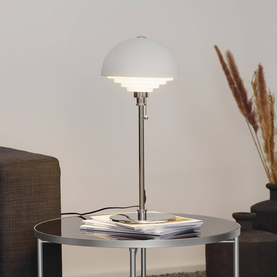 Vit bordslampa Motown med stålnät