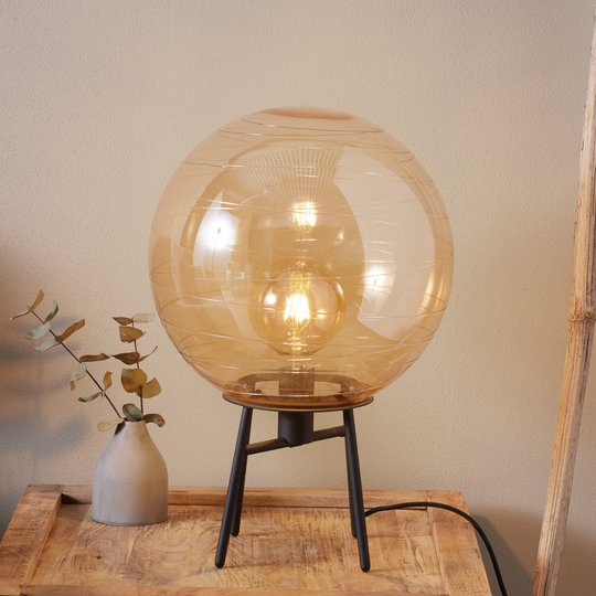 Bordslampa Lantaren, glas bärnsten