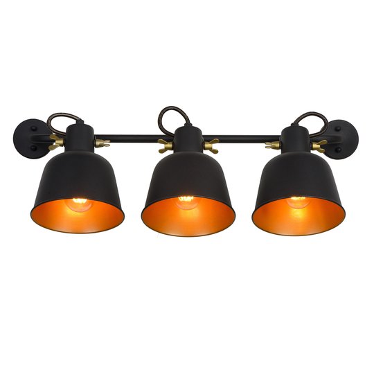 Vägglampa Pia, svart 3 lampor
