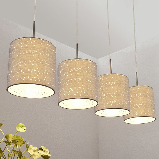 Pendellampa Umma, håldesign, 4 lampor, grå