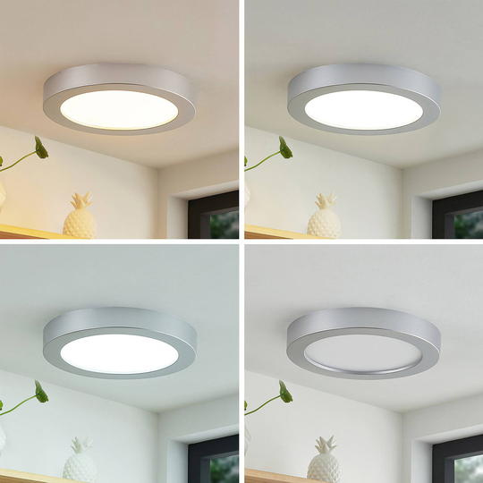 Prios Edwina LED-taklampa, silver, 24,5 cm