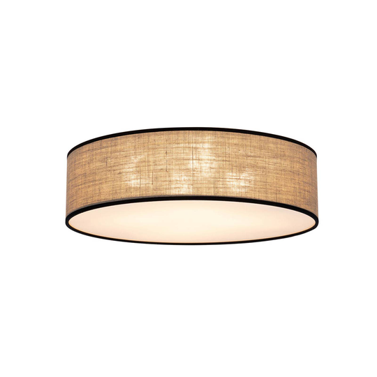 Taklampa Tubo, textilskärm, beige, Ø 48cm