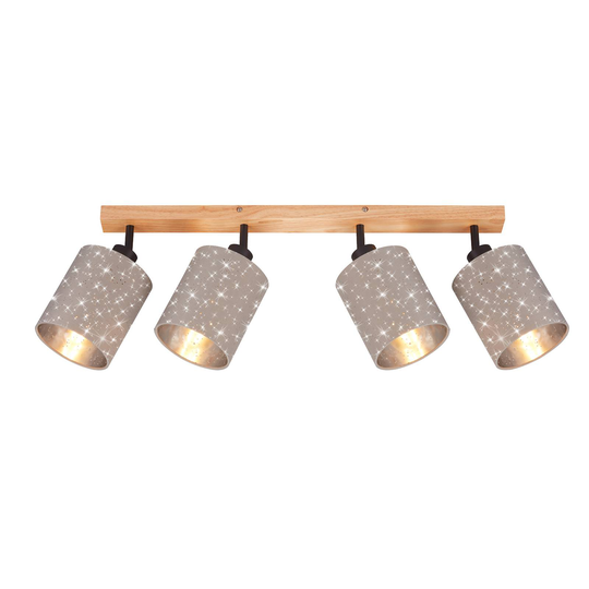 Takspotlight Stofa med stjärndekor, 4 lampor