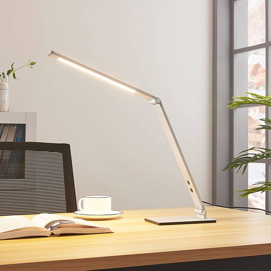 Aluminium-LED skrivbordslampa Nicano med dimmer
